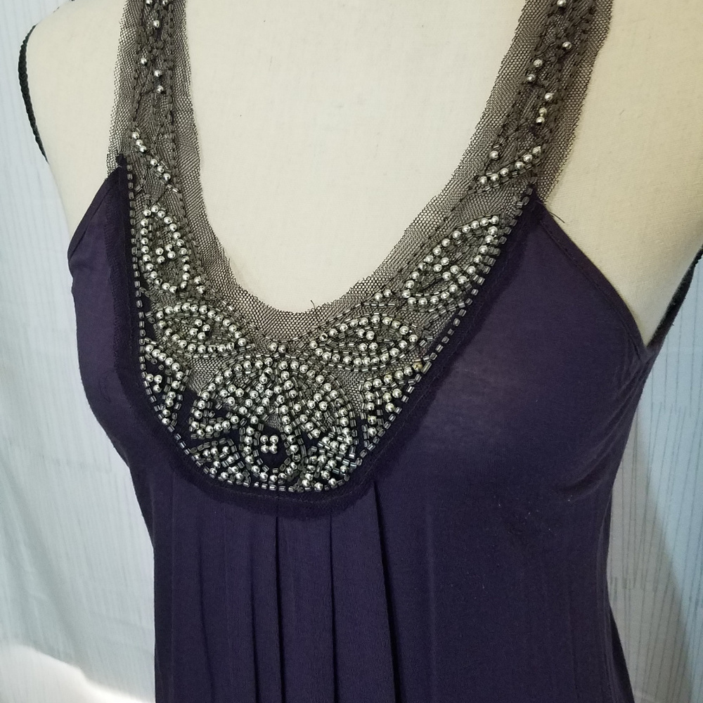 LILLY LOU PURPLE BEADED TANK TOP SIZE SMALL - Picture 2 of 7
